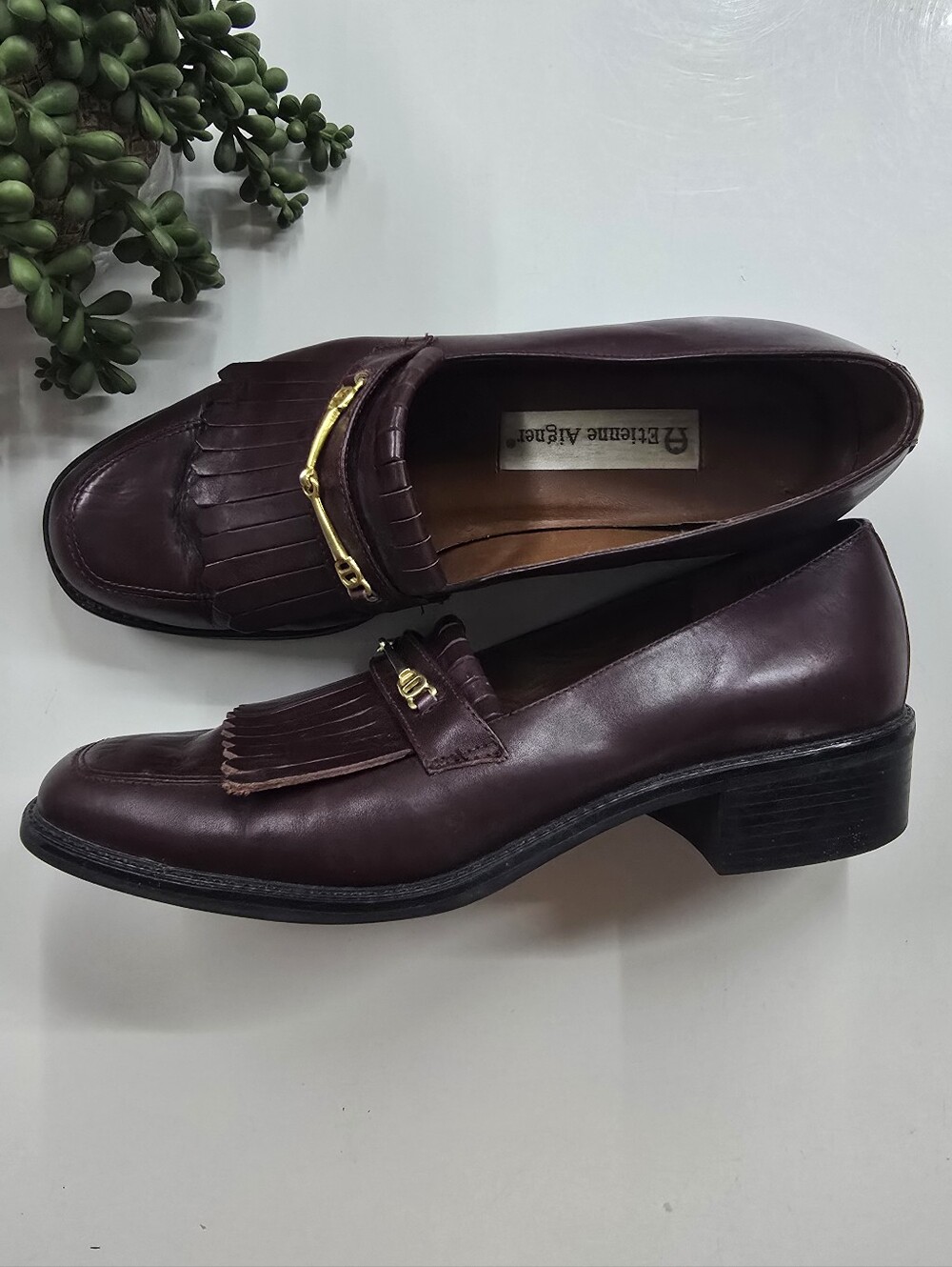Etienne Aigner Vintage Leather Dark Brown Loafers - Picture 5 of 10